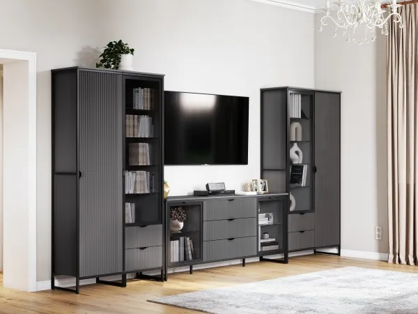 Шкаф 1 дв 2 ящ "Нора" гостиная Графит